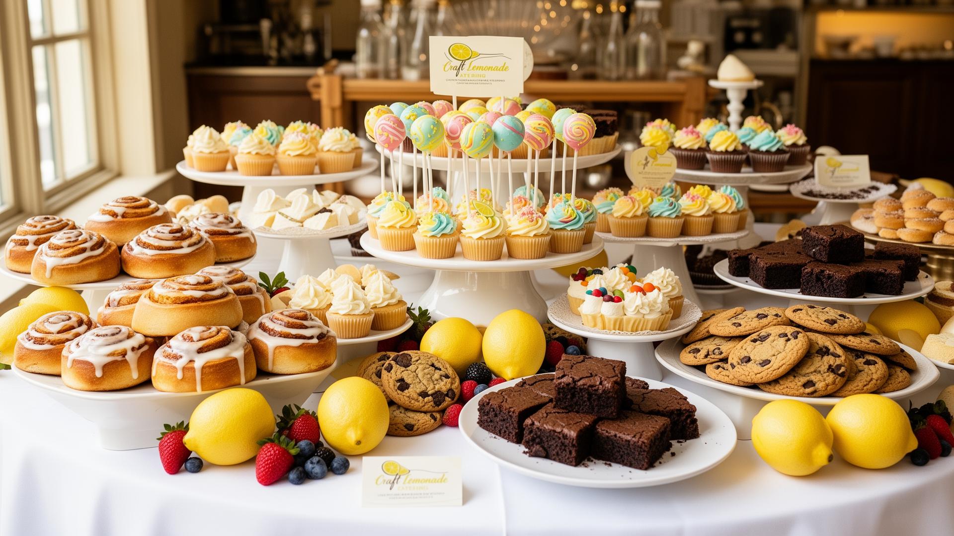 Atlanta dessert catering — cinnamon rolls, cupcakes, cake pops, cookies, brownies